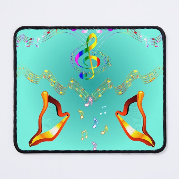 Item preview, Vivid Golden Musical Harps on Turquoise  designed and sold by Only1helen.