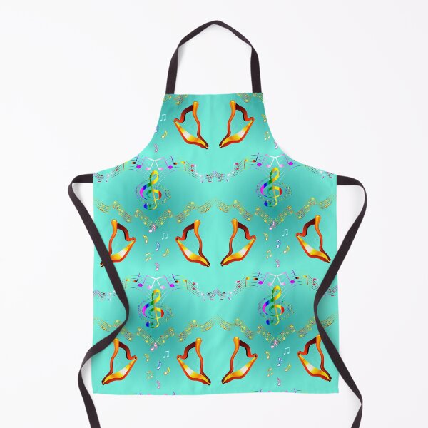 Item preview, Vivid Golden Musical Harps on Turquoise designed and sold by Only1helen.