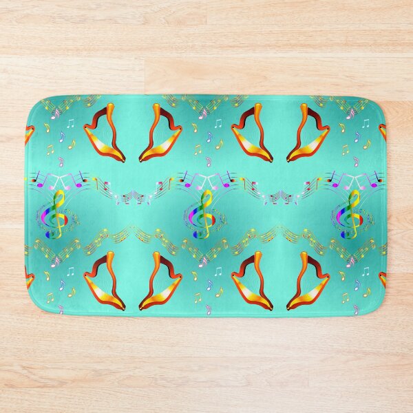 Item preview, Vivid Golden Musical Harps on Turquoise  designed and sold by Only1helen.