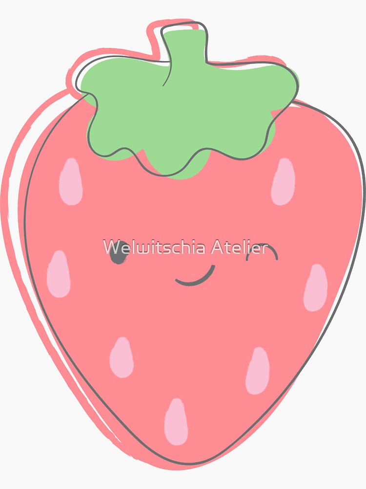 "Pink Strawberry kawaii" Sticker for Sale by welwitschiaATL Redbubble