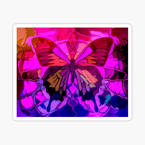 Ulysses Butterfly Purple n Pink Patterns Sticker