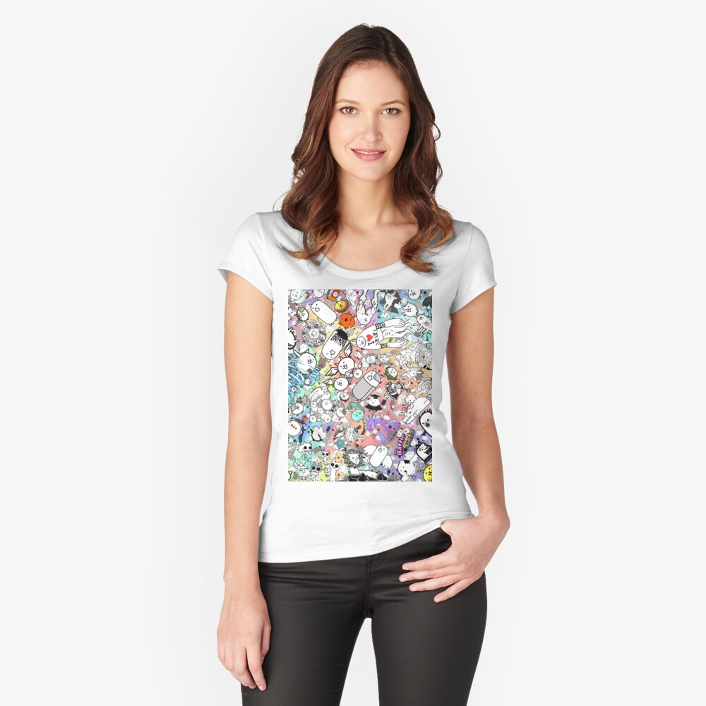 Vista previa del artículo con la obra «Camiseta entallada de cuello ancho», diseñado y vendido por PixelRune.