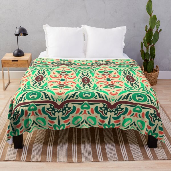 Item preview, Modern Boho Tribal in Green, Tan and Coral designed and sold by AlteredAtelier.