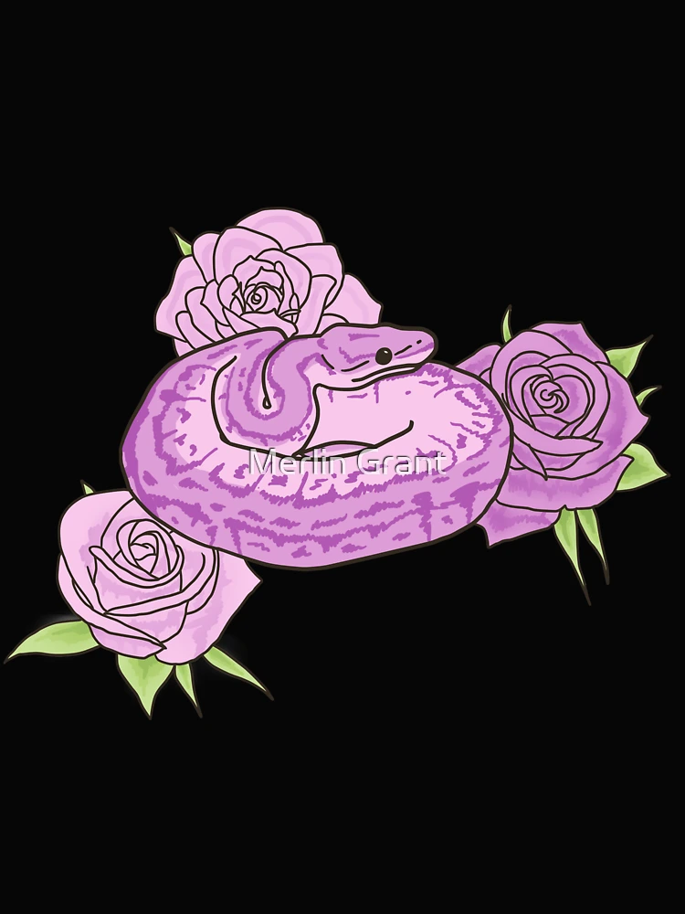 Thumbnail 4 of 4, Boxy T-Shirt, Ball Python and Roses designed and sold by starlightify.