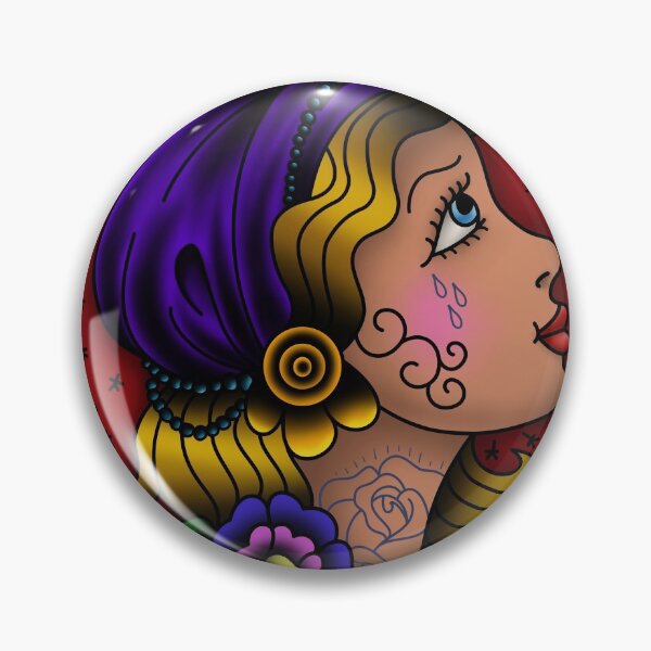 Item preview, Traditional Tattoo Gypsy Portrait designed and sold by FlyingSeas.