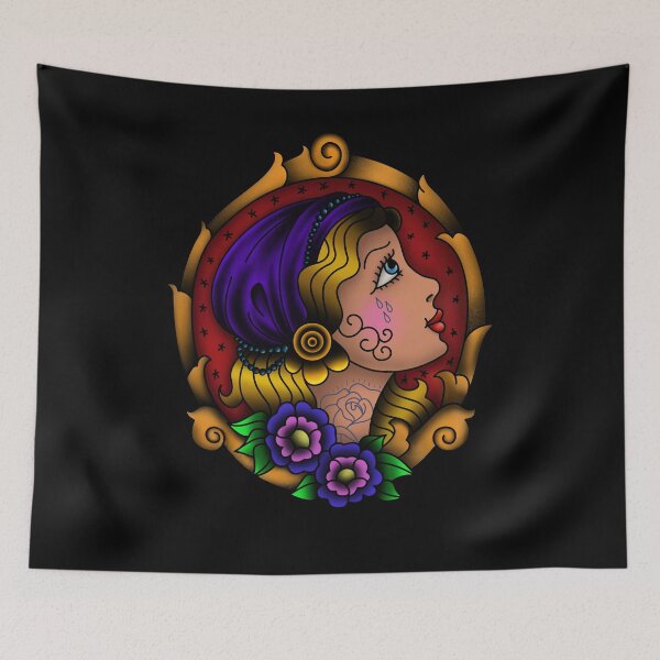 Item preview, Traditional Tattoo Gypsy Portrait designed and sold by FlyingSeas.
