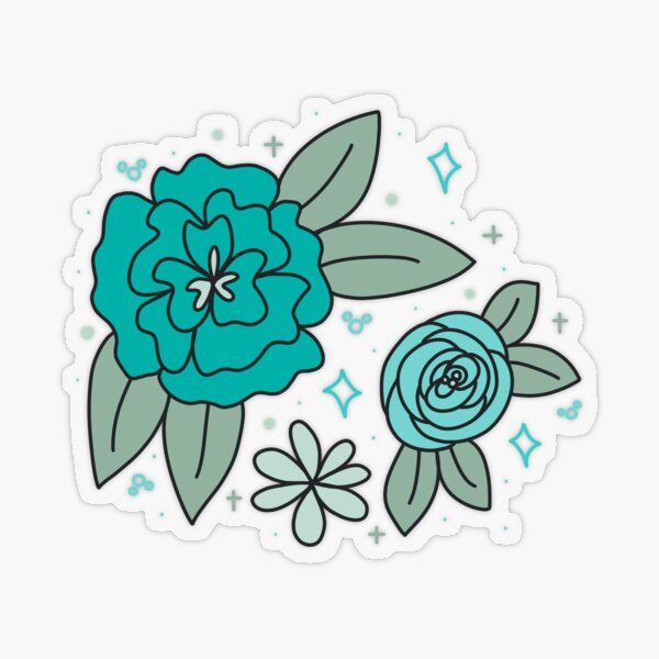 Blue Magic Flowers Sticker Transparent Sticker