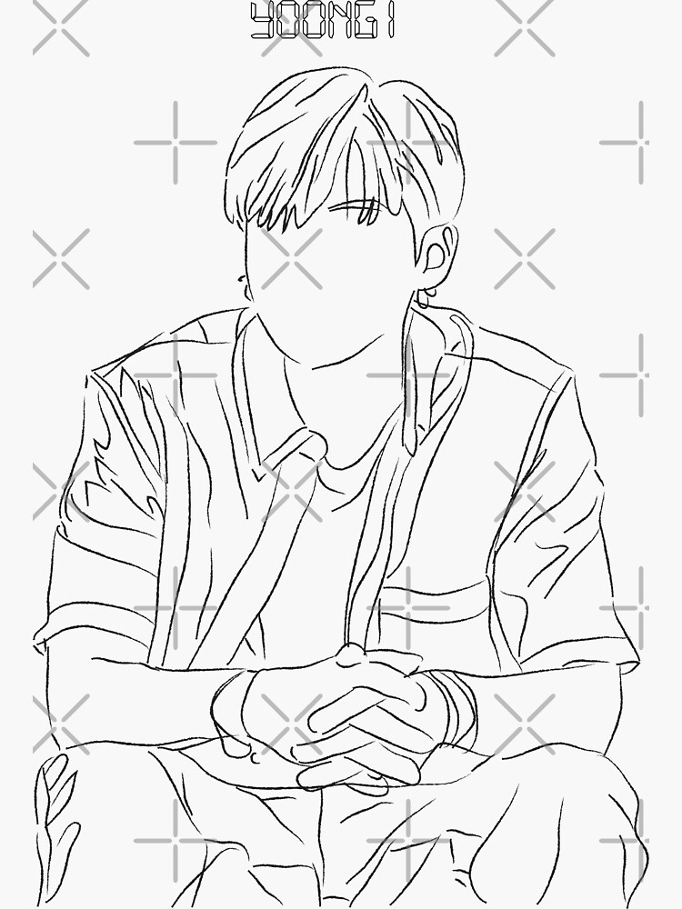 "yoongi's lineart work" Sticker by palakrana99 Redbubble