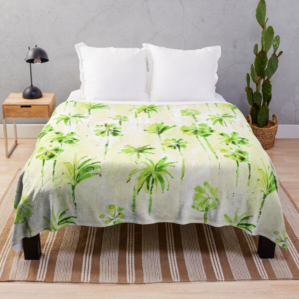 Item preview, Watercolor green seamless tropical hand drawn pattern with palm trees. Summer abstract exotic stylized plant designed and sold by GalinaChe.