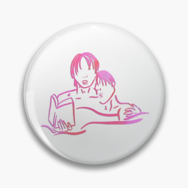 Item preview, Gay Couple Cuddling Reading In Bed Line Art  (Pink Hue) designed and sold by douxrien.