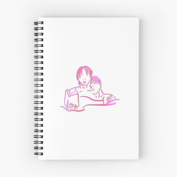 Item preview, Gay Couple Cuddling Reading In Bed Line Art  (Pink Hue) designed and sold by douxrien.