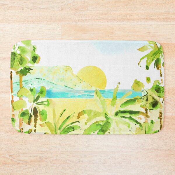 Item preview, Watercolor tropical landscape with palm trees, mountains and sea. designed and sold by GalinaChe.