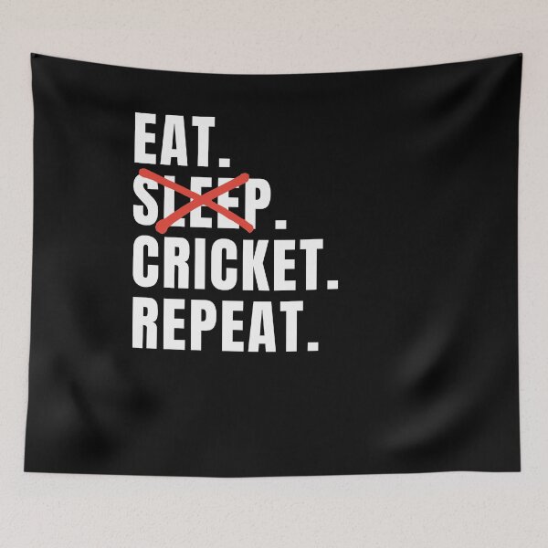 Item preview, Eat Sleep Cricket Repeat Funny Cricket Saying designed and sold by geniusshirtsss.