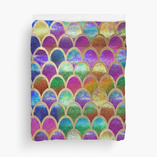 Rainbow mermaid scales Duvet Cover