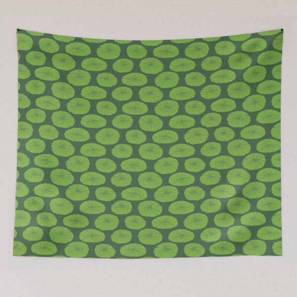 Item preview, Vector green monochrome lotus lily pad leaves polko dot illustration designed and sold by jamiesoondesign.