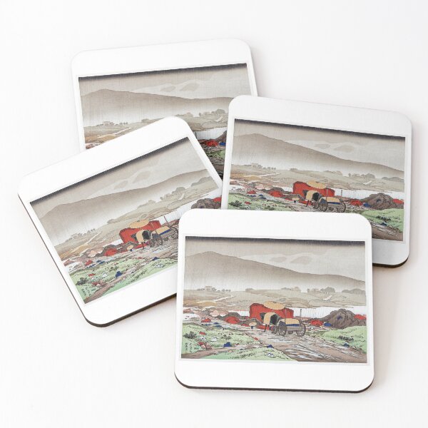 Item preview, Traditional Japanese landscape in the countryside, old car with animals and village designed and sold by FrostMintStudio.