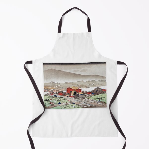 Item preview, Traditional Japanese landscape in the countryside, old car with animals and village designed and sold by FrostMintStudio.
