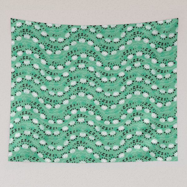 Item preview, Cartoon cottonball sheep zzz funny illustration wavy stripes designed and sold by jamiesoondesign.