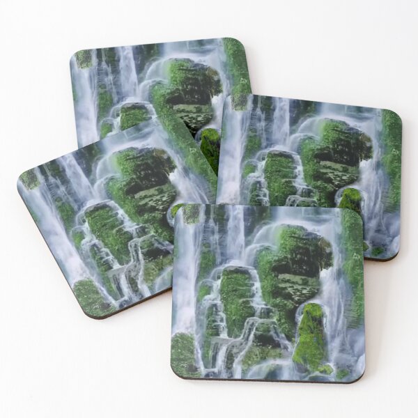 Item preview, waterfall, cascades, greenery, water, jets, grass, endless pattern designed and sold by Maria Mihailova.