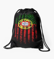 Portugal und Amerika Flagge Combo Distressed Design Rucksackbeutel
