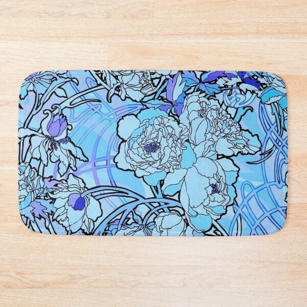 Item preview, alphonse mucha - flowers  textile,blue  designed and sold by kinsley45.