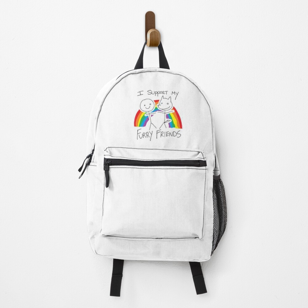 Furry rainbow outlet backpack