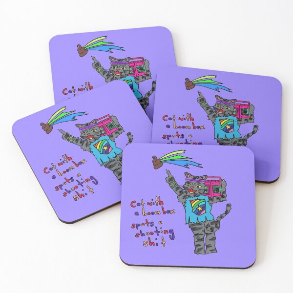 Item preview, Cat with boombox spots a shooting sh*t designed and sold by MickeyLaLa.