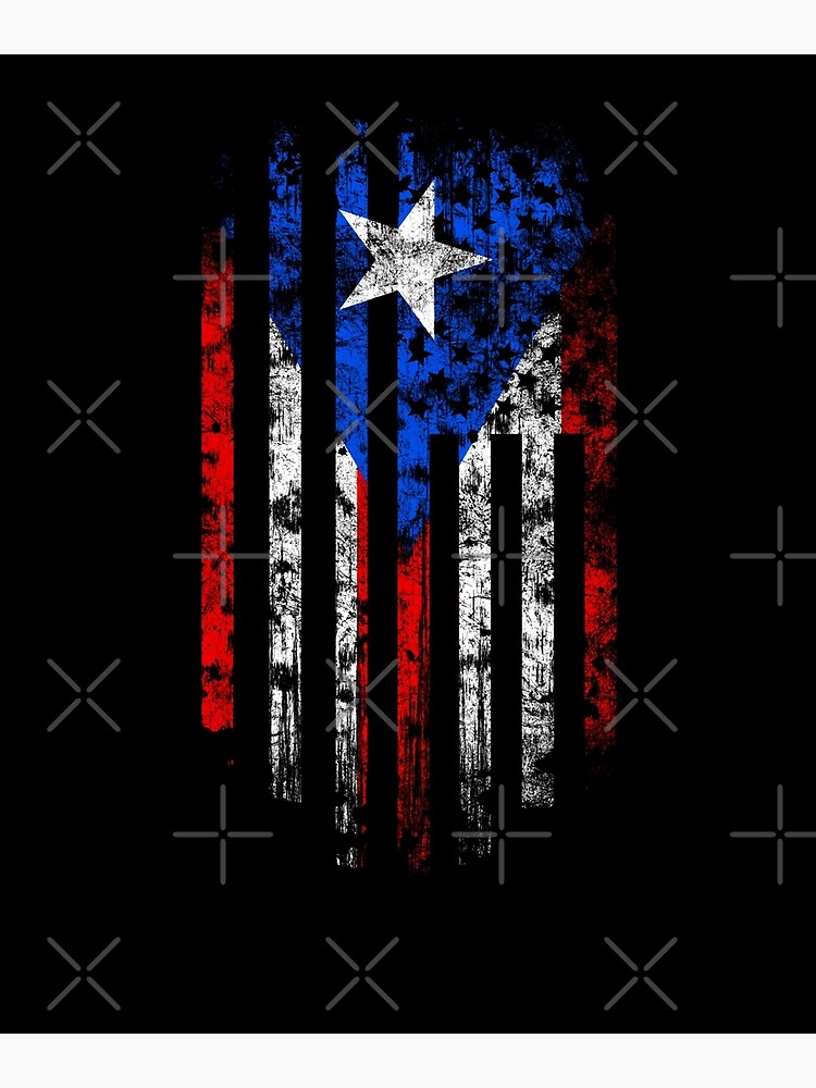 Puerto Rico and America Flag Combo Distressed Design Poster for