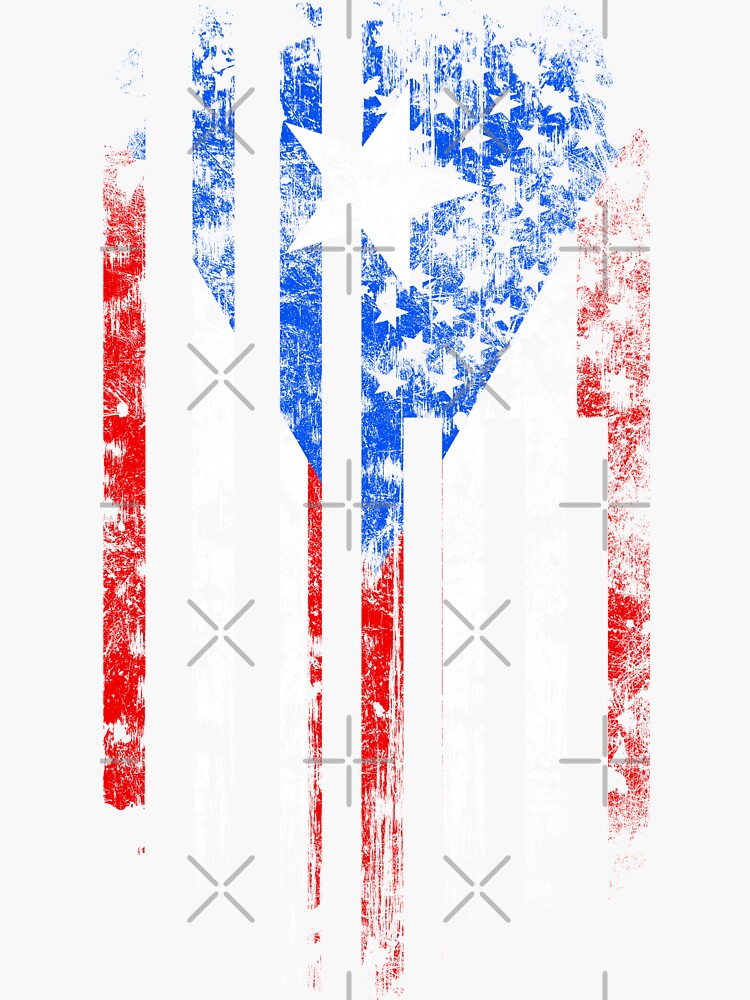 Puerto Rico and America Flag Combo Distressed Design Poster for