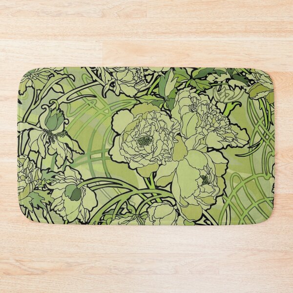 Item preview, alphonse mucha - flowers  textile,green  designed and sold by kinsley45.