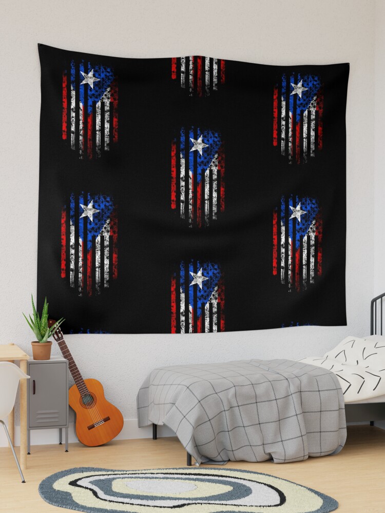 Puerto Rico and America Flag Combo Distressed Design Poster for