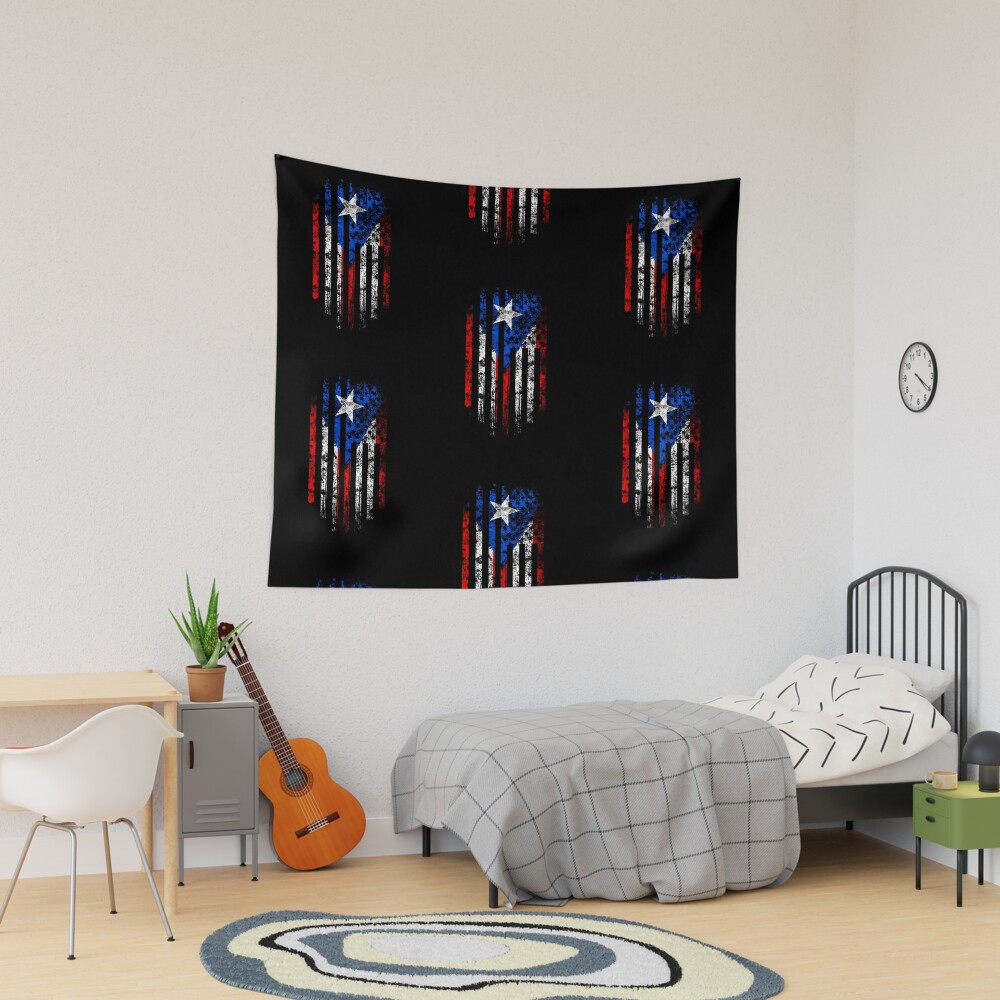 Puerto Rico and America Flag Combo Distressed Design Poster for