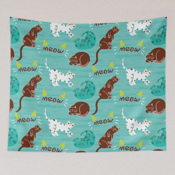 Item preview, Cat pattern, teal pattern cats  designed and sold by patternme.