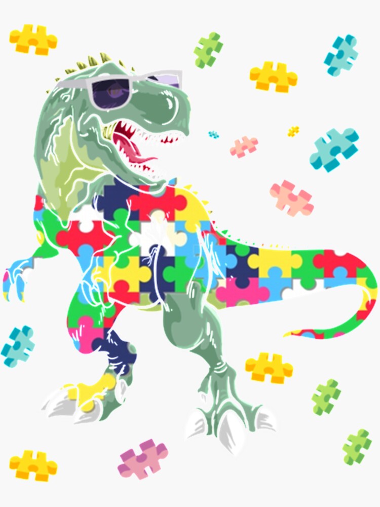“Cute Dinosaur Autism Awarenes” Sticker by udhofGira | Redbubble