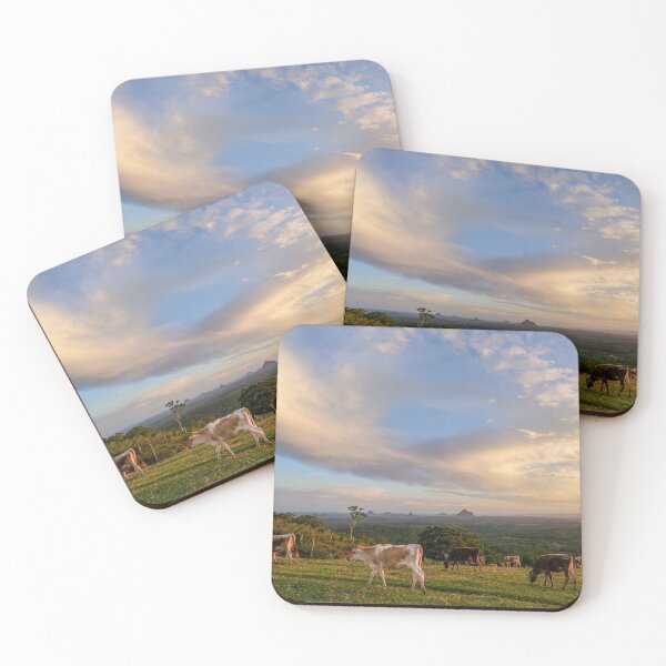 Item preview, Maleny Sunset With Glasshouse Mountains & Cows designed and sold by Andrew Goodall.