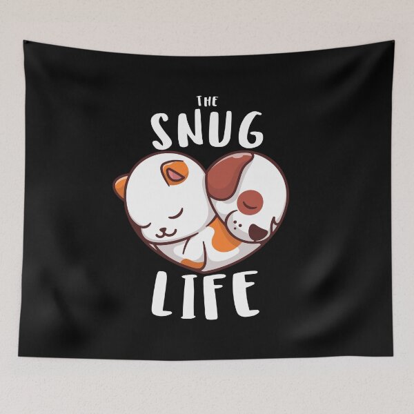Item preview, Snug Life Pet Lovers Cute Sleeping Cats & Dogs Love Heart Graphic designed and sold by GO SHIRT-TEE.