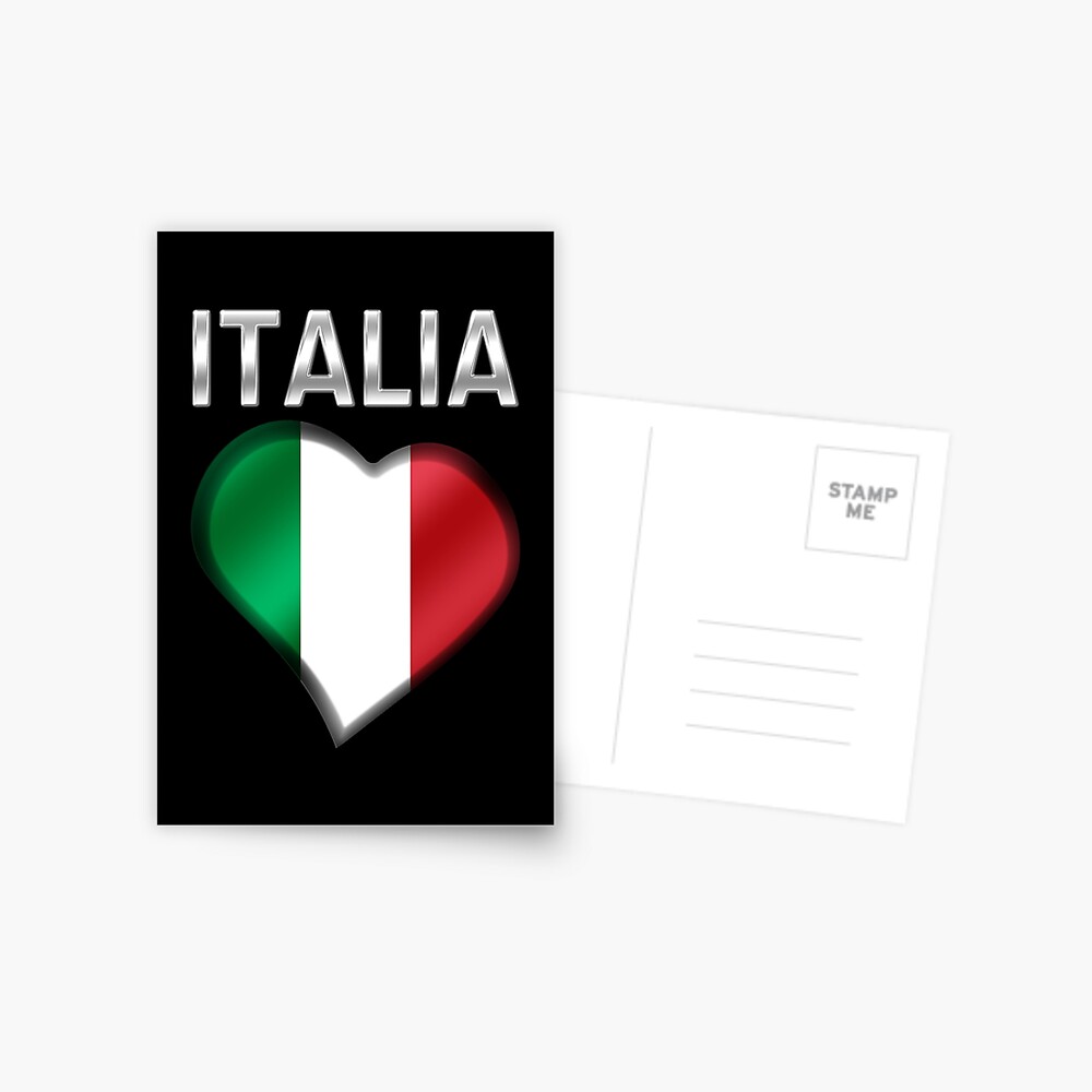 Italie - Drapeau Italien Coeur & Texte - Métallique | Carte de vœux