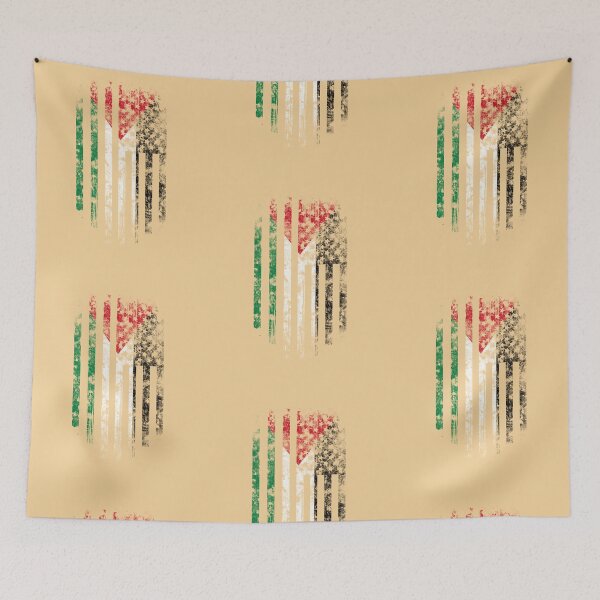 Item preview, Palestine and America Flag Combo Distressed Design designed and sold by ockshirts.