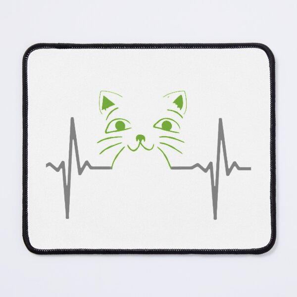 Item preview, Cat Heartbeat Line - Green Kitty designed and sold by Digitalme Designs.