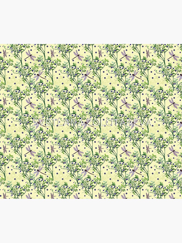 blueberry pattern with dragonflies by SVZOLOTAREVA
