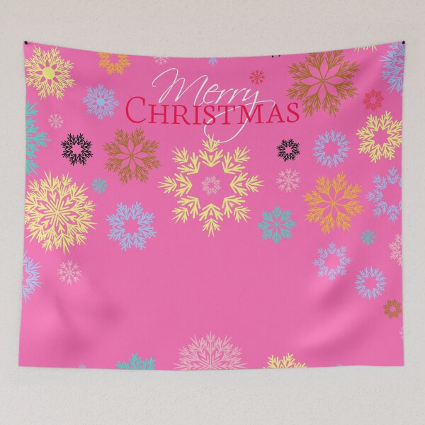 Item preview, Merry Christmas Hot Pink Multicolored Snowflakes Idea  designed and sold by Ross-Sergey.