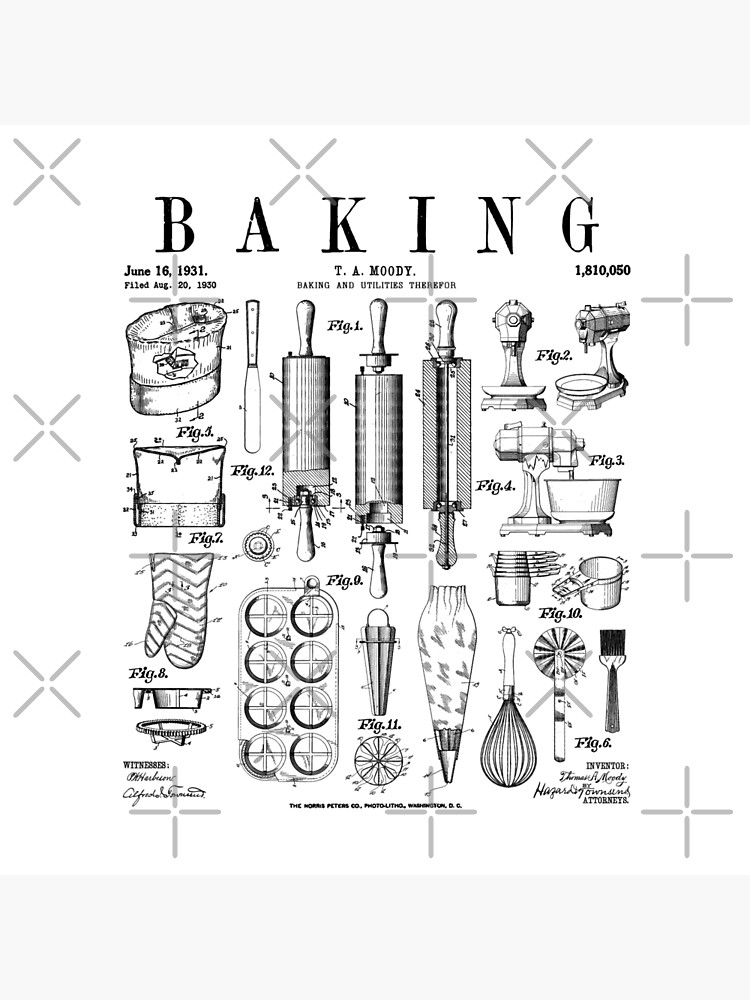 Baking Cooking Baker Pastry Chef Kitchen Vintage Patent Sticker for Sale  by GrandeDuc