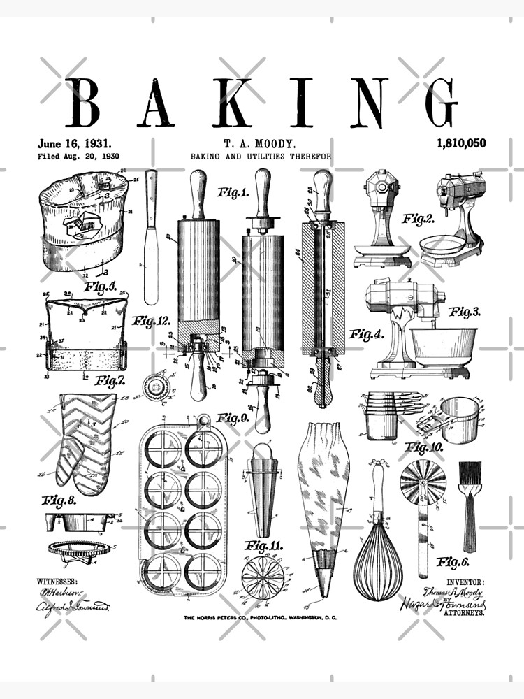 Pastry fork vintage patent Wood Print