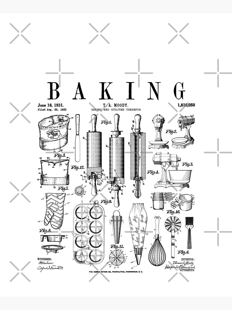 Baking Cooking Baker Pastry Chef Kitchen Vintage Patent Sticker for Sale  by GrandeDuc