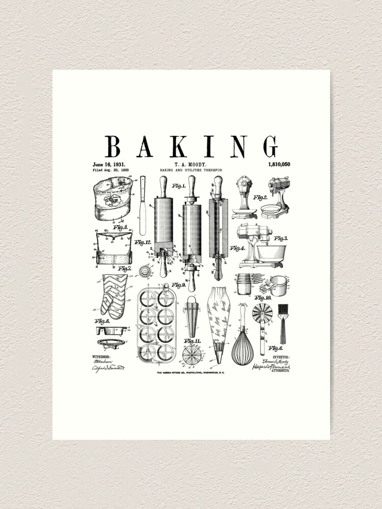 Baking Cooking Baker Pastry Chef Kitchen Vintage Patent Sticker for Sale  by GrandeDuc