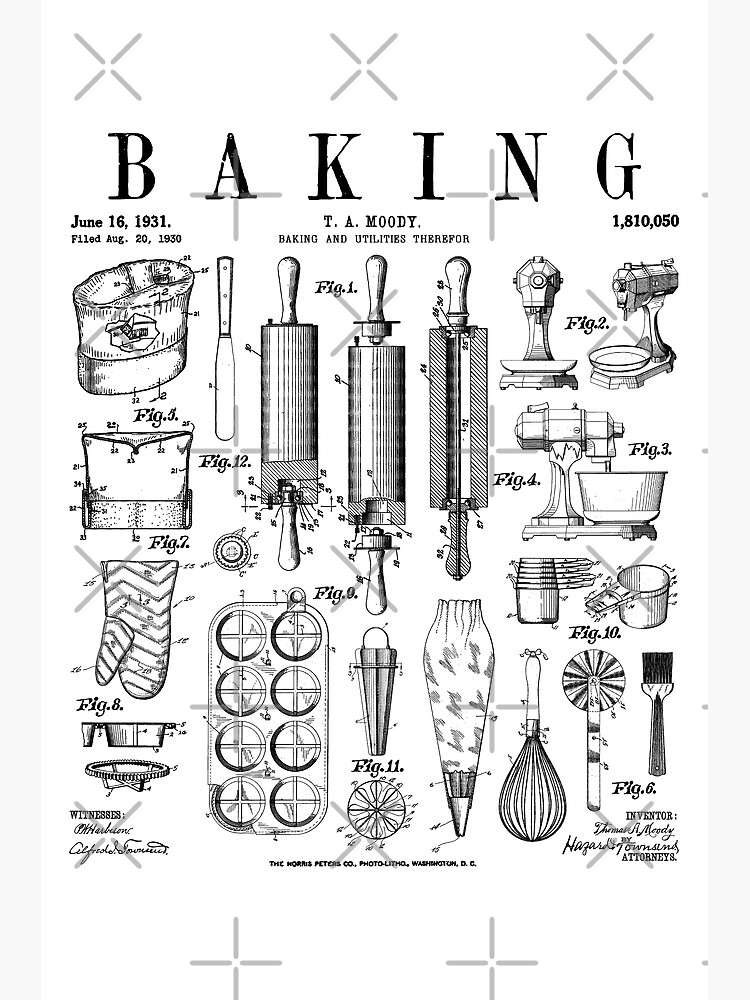 Baking Cooking Baker Pastry Chef Kitchen Vintage Patent | Art Board Print
