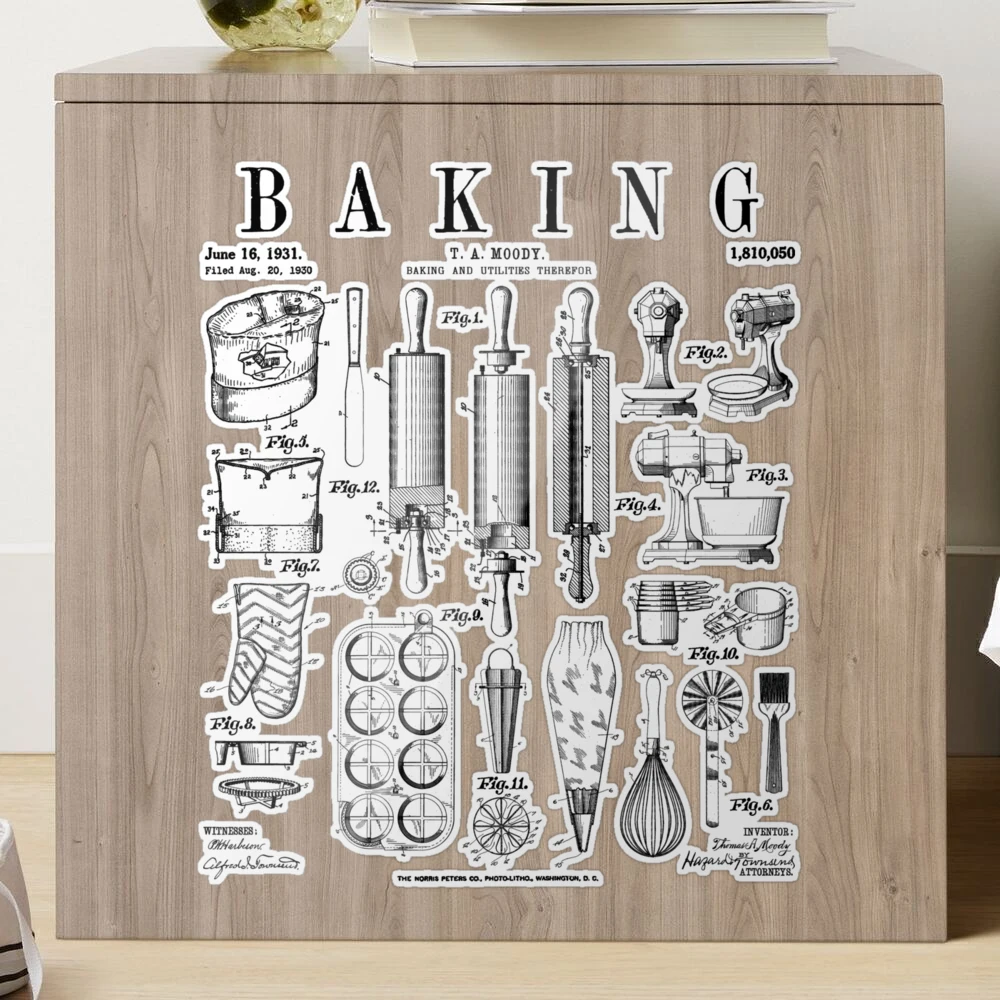 Baking Cooking Baker Pastry Chef Kitchen Vintage Patent Sticker for Sale  by GrandeDuc