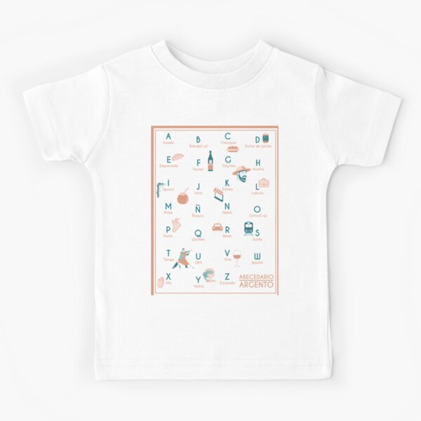 "Abecedario Argento Argentina Alphabet Travel Poster" Kids T-Shirt By ...