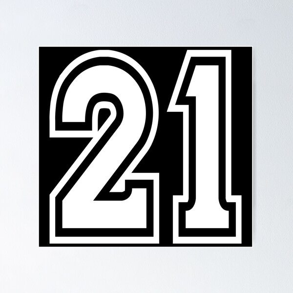 Item preview, 21 American Football Classic Vintage Sport Jersey Number in black number on white background for american football, baseball or basketball designed and sold by Marcin Adrian.