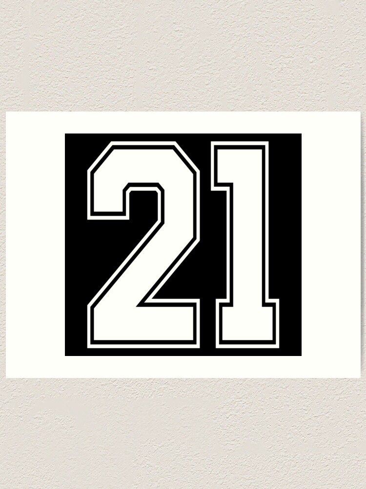 21 Classic Vintage Sport Jersey Number in Black Number on White